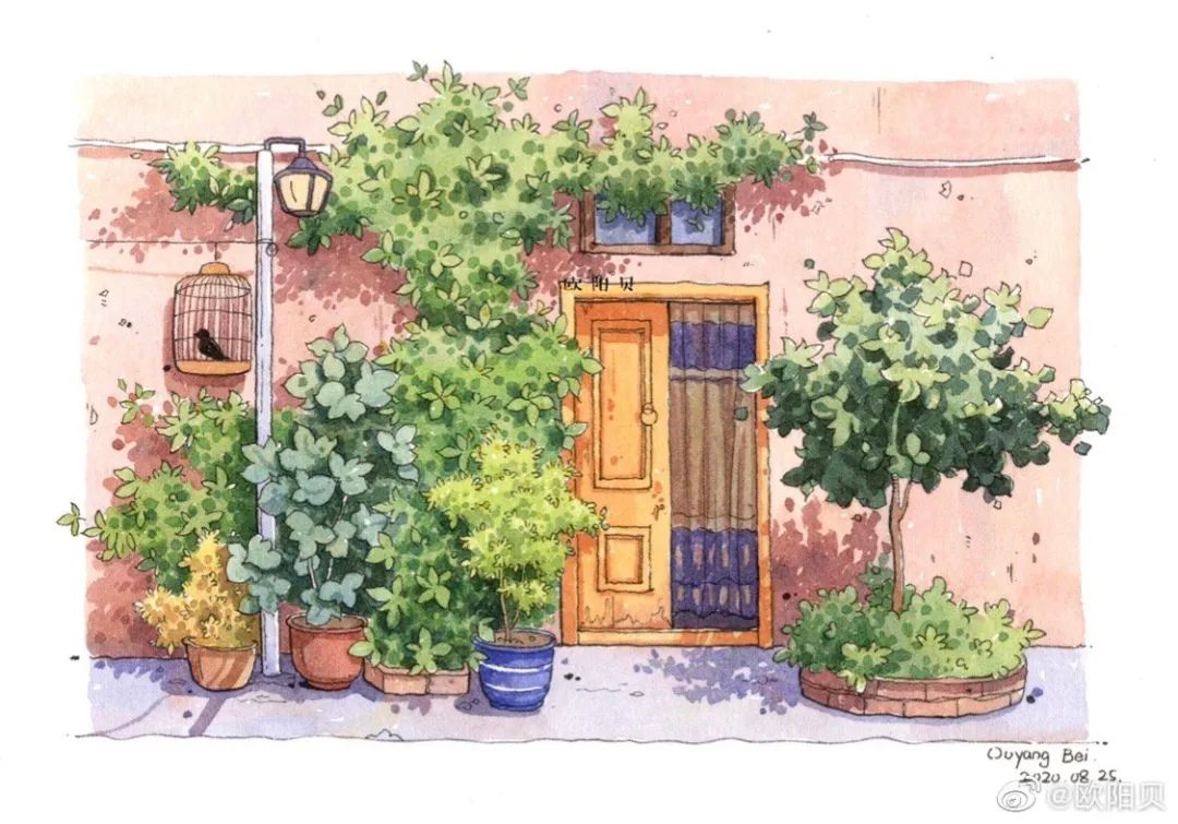 95后女孩画山水画,95后女大学生画山水课堂