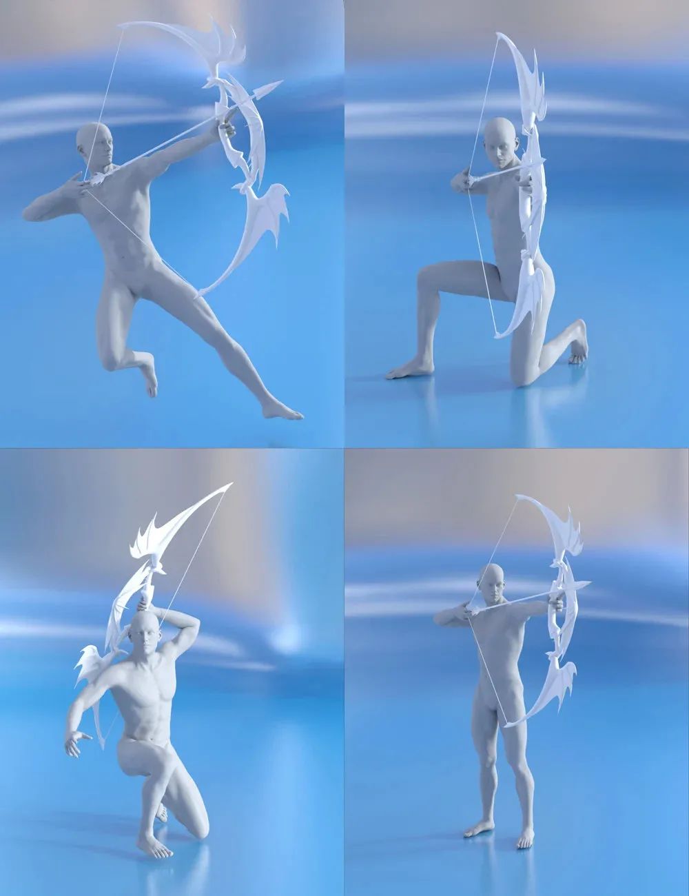 手持弓箭动作速写参考,钢笔画人物动态速写头部速写