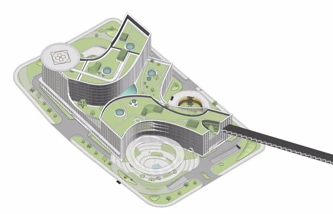 花园式医院设计效果图,医院空间设计简洁温馨