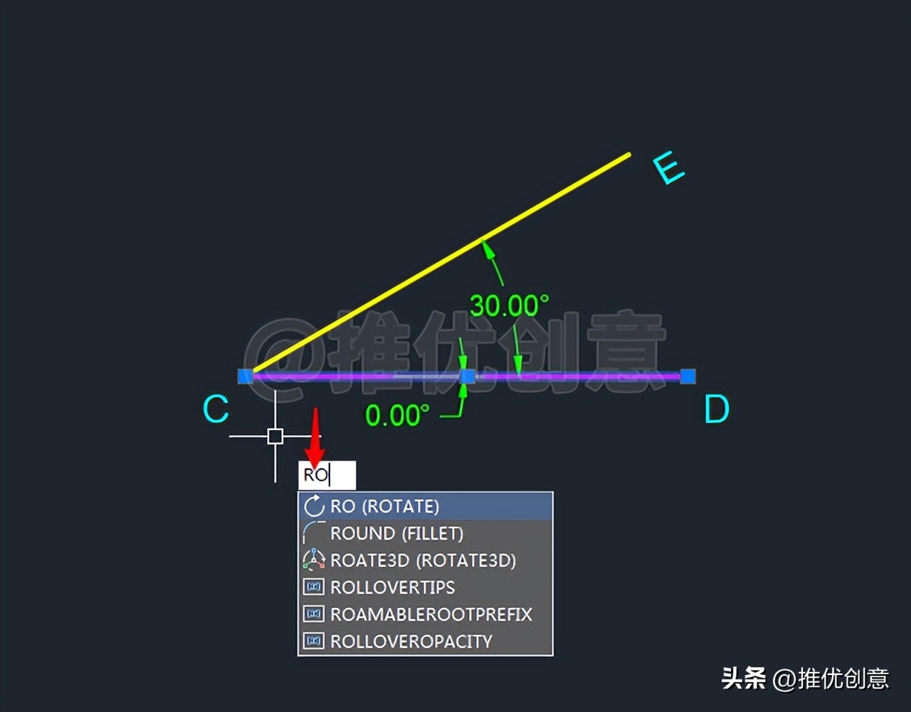 autocad角度线画法,autocad如何绘制角度