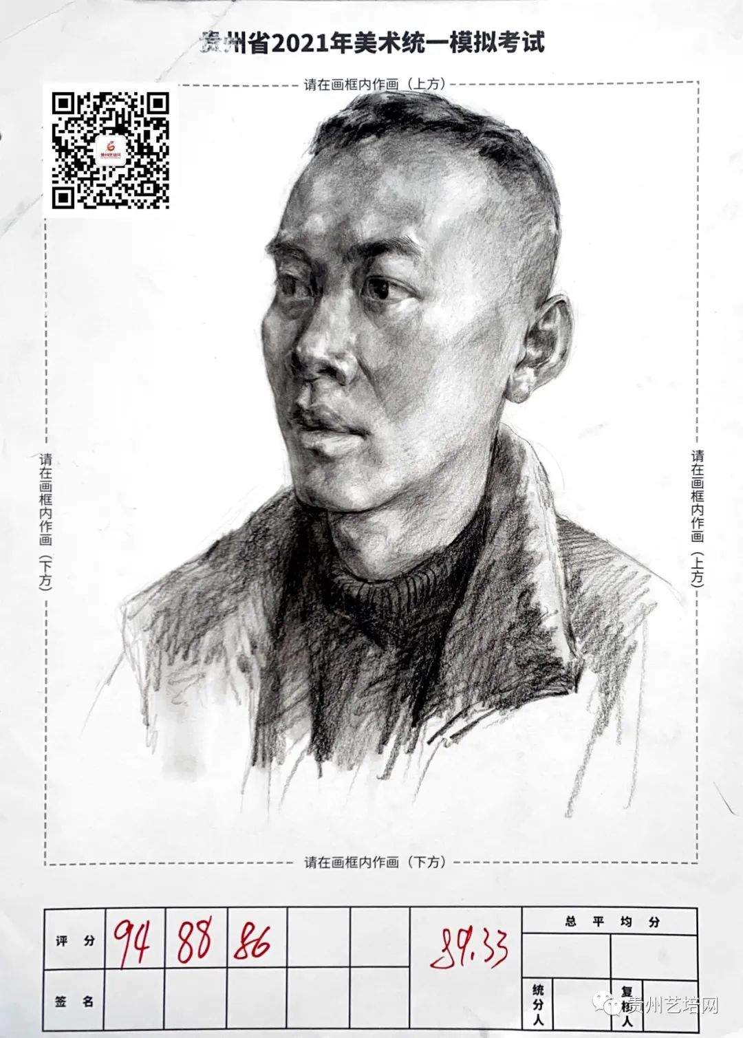 万人联考一模2024素描高分,一模静物素描高分卷