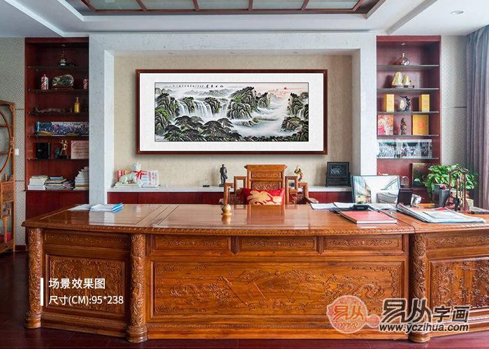 张利国画山水画作品,国画山水客厅字画办公室挂画