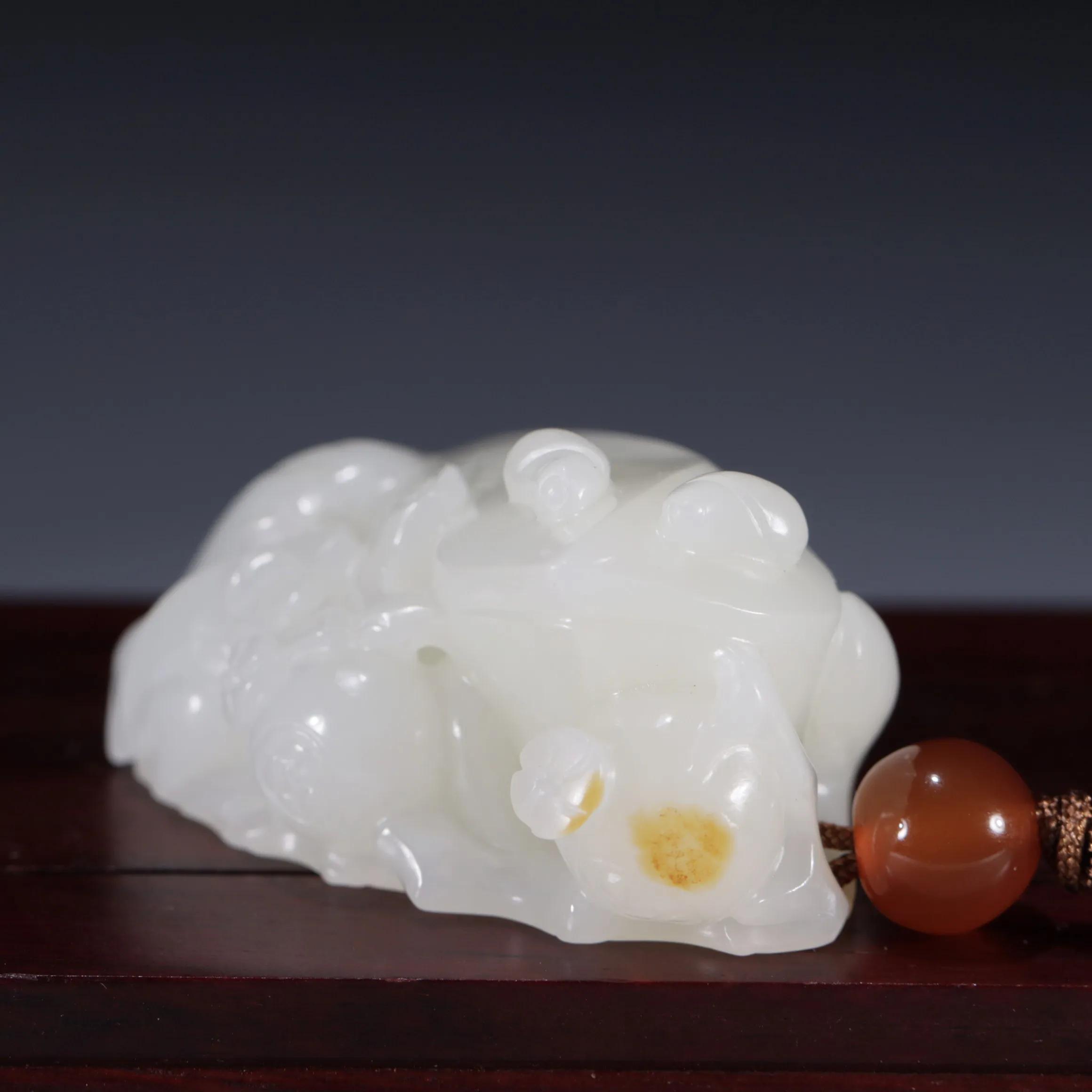 清代和田玉刘海戏金蟾手把件,和田玉金蟾手把件咋穿绳