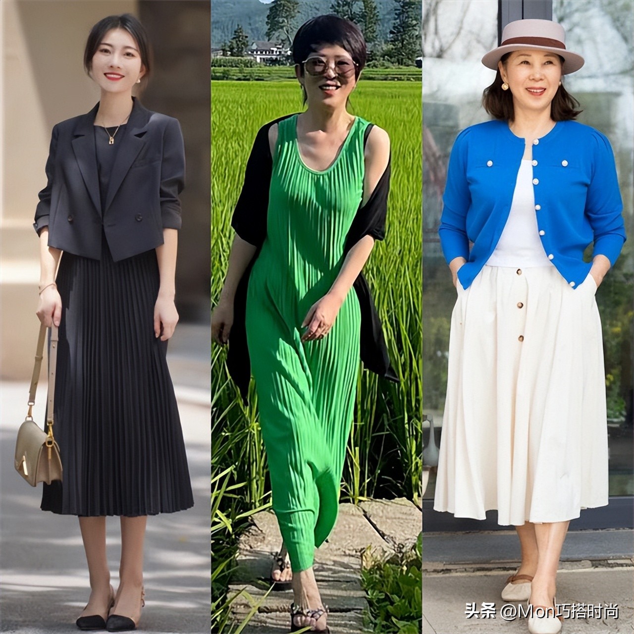 女人过40岁百褶裙经典又潮流,中年女性怎么穿百褶裙合适