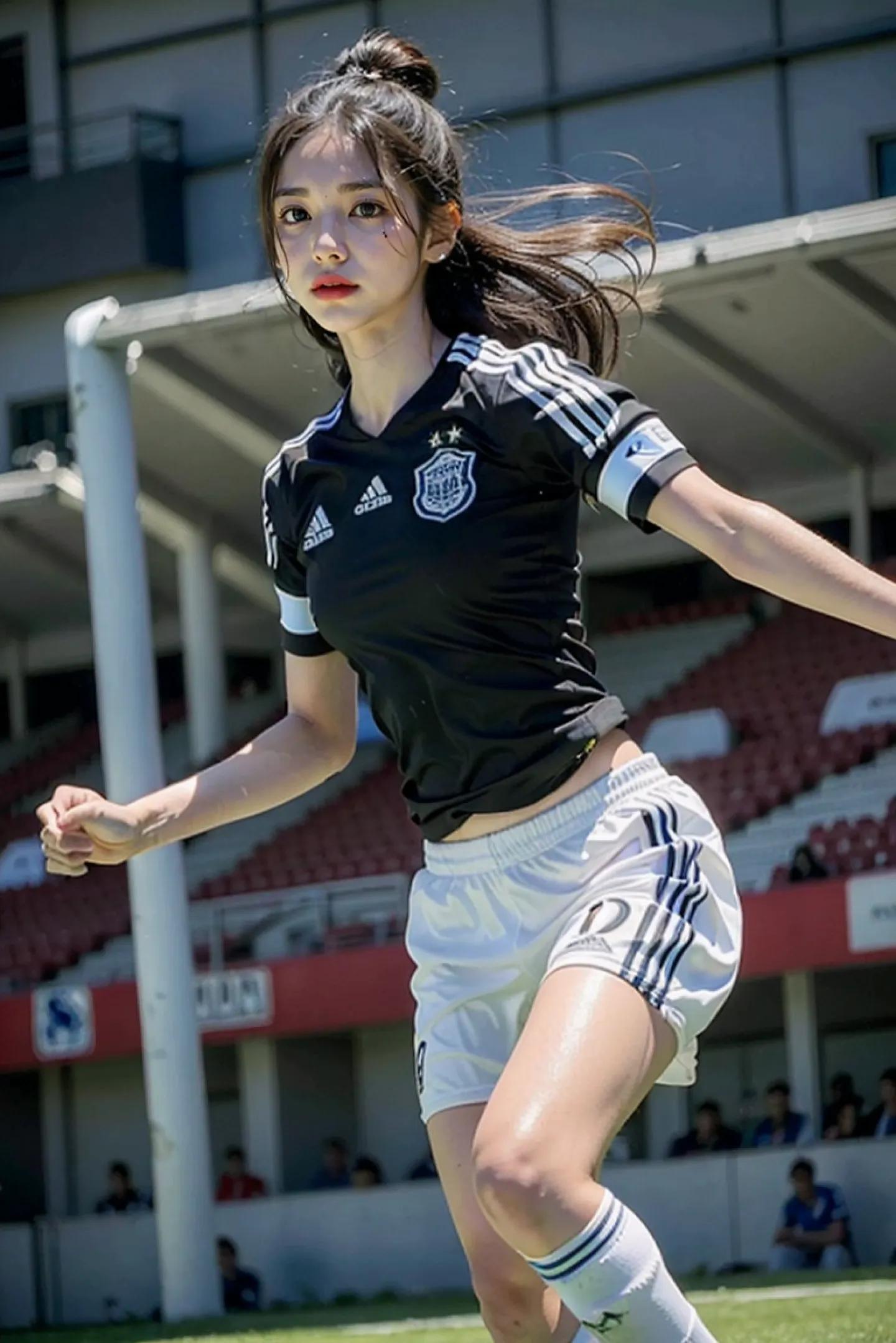 足球场上最美的女孩,足球场上挥洒汗水的少年