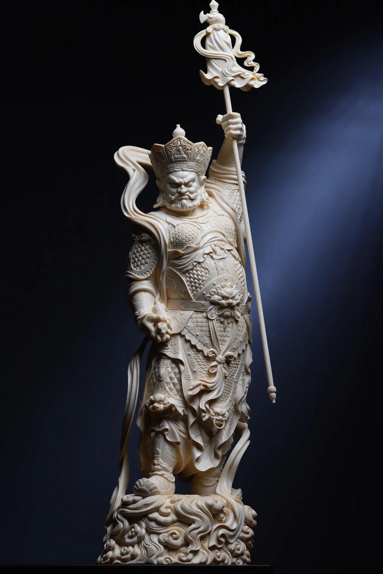 多闻｜财宝天王手持慧伞,左手托着吐宝鼠能赐无尽财宝