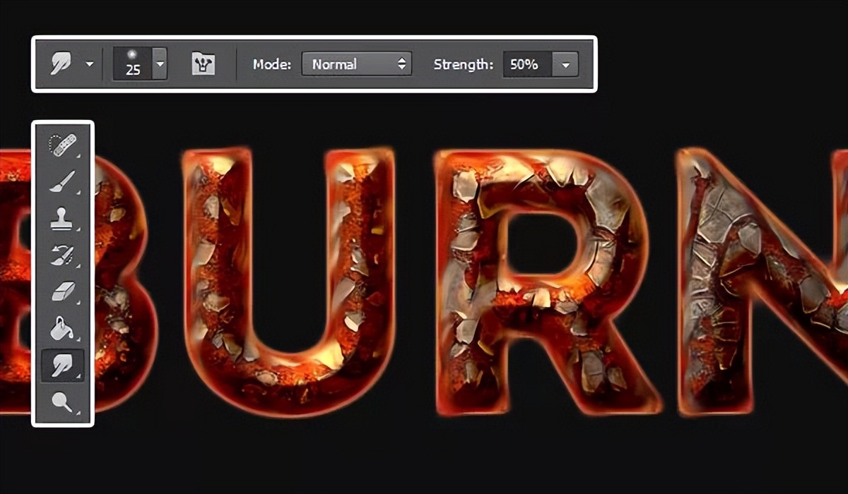 ps路标去除铁锈点,ps教程火苗火焰字体效果制作