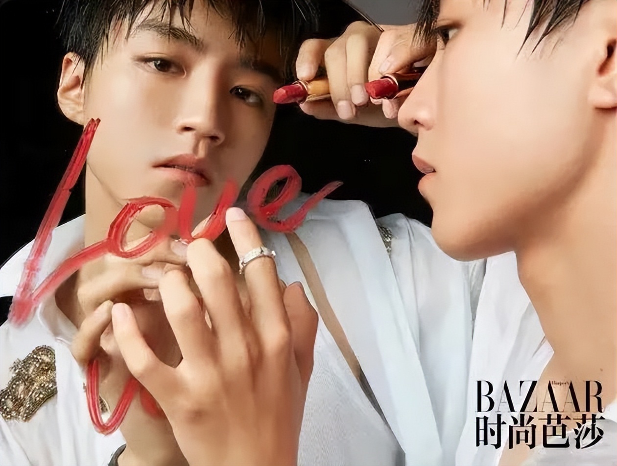 胡茬男口红,胡茬男星