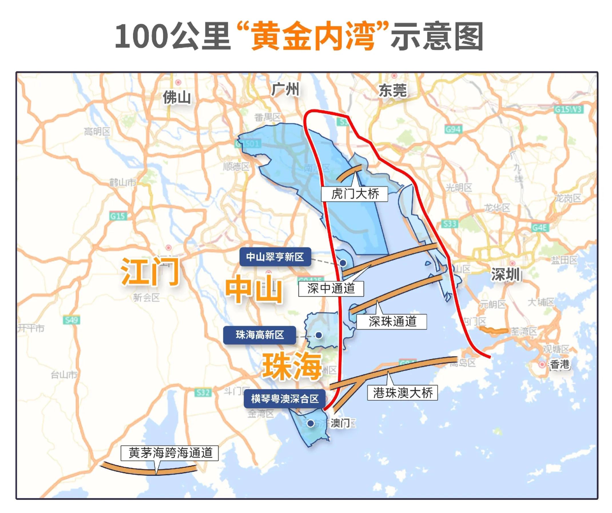 粤港澳大湾区未来10年经济,粤港澳大湾区黄金内湾地图