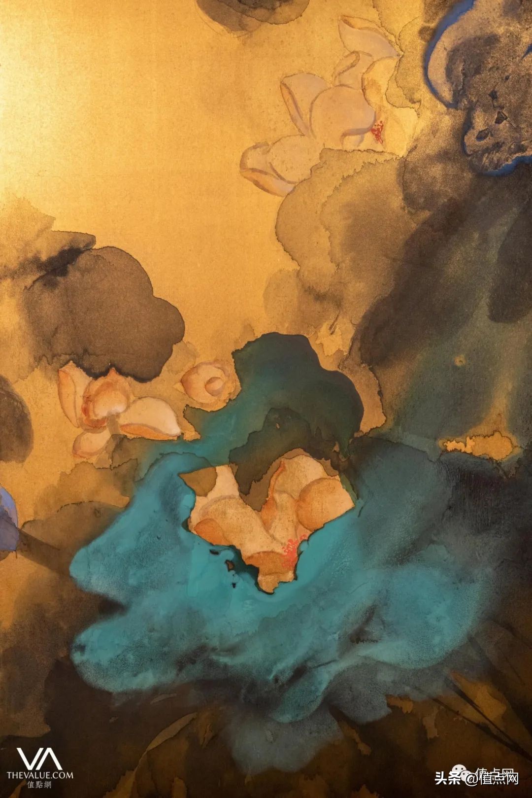 张大千泼彩荷花拍卖天价,香港拍卖张大千荷花