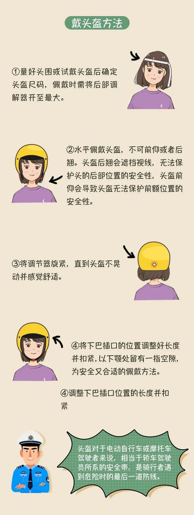 骑电动车出行一定要佩戴安全头盔,电动车不戴安全头盔