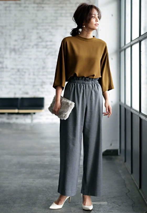 一年四季窄版阔腿裤穿搭,吊打穿搭一整套