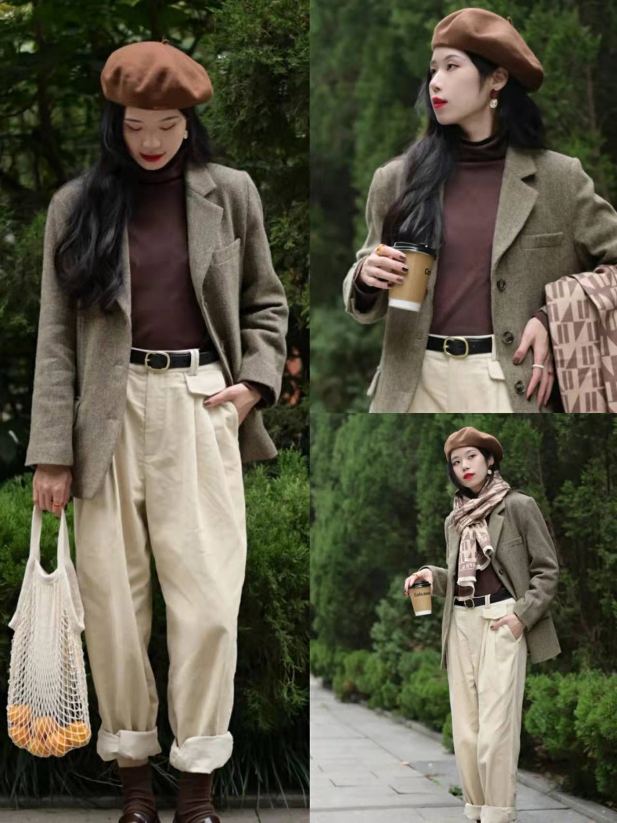 黑色灯芯绒直筒裤冬季搭配,秋冬灯芯绒裤子穿搭