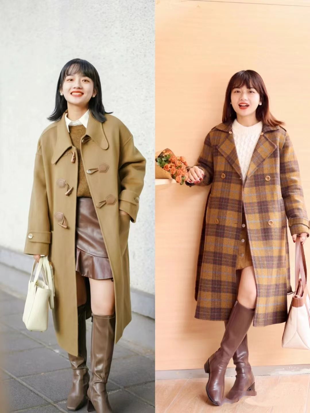 小个子如何穿大衣好看,小个子穿宽松格子大衣好看吗