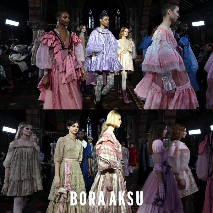 boraaksu伦敦时装周新渐变蓝蕾丝,boraaksu2019伦敦时装周