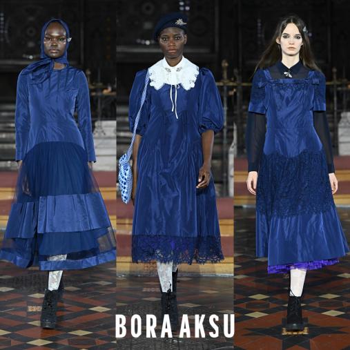 boraaksu伦敦时装周新渐变蓝蕾丝,boraaksu2019伦敦时装周